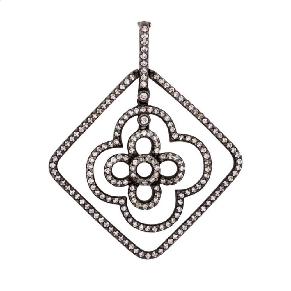 14 kt black rhodium plated diamond pendant